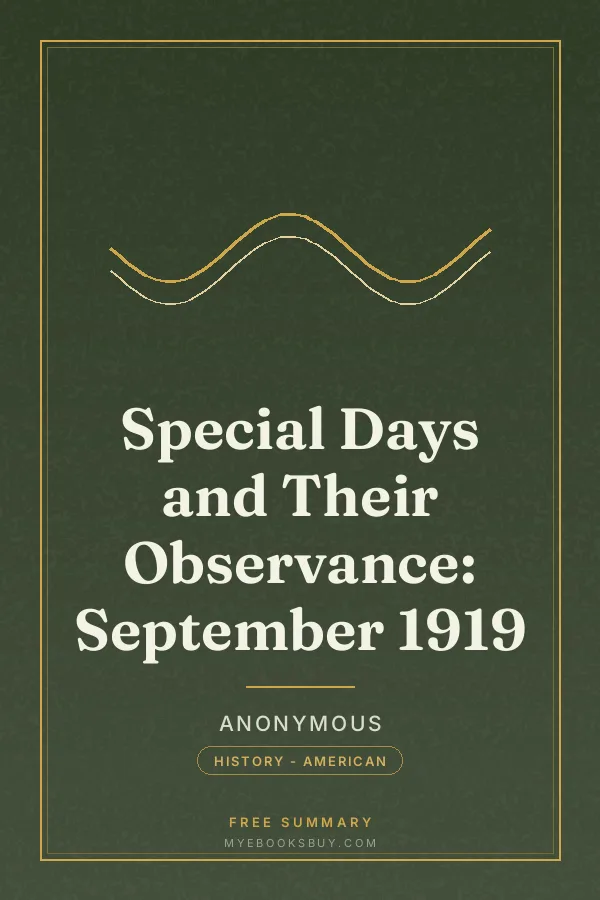 Cover of Special Days and Their Observance: September 1919