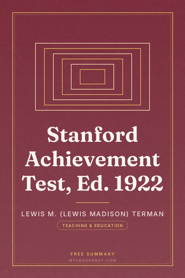 Cover of Stanford Achievement Test, Ed. 1922