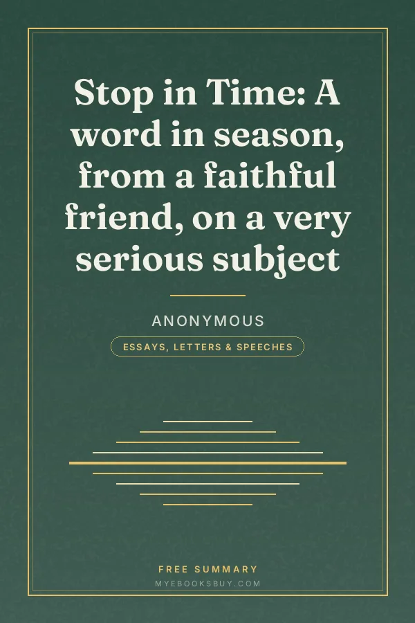 Cover of Stop in Time: A word in season, from a faithful friend, on a very serious subject