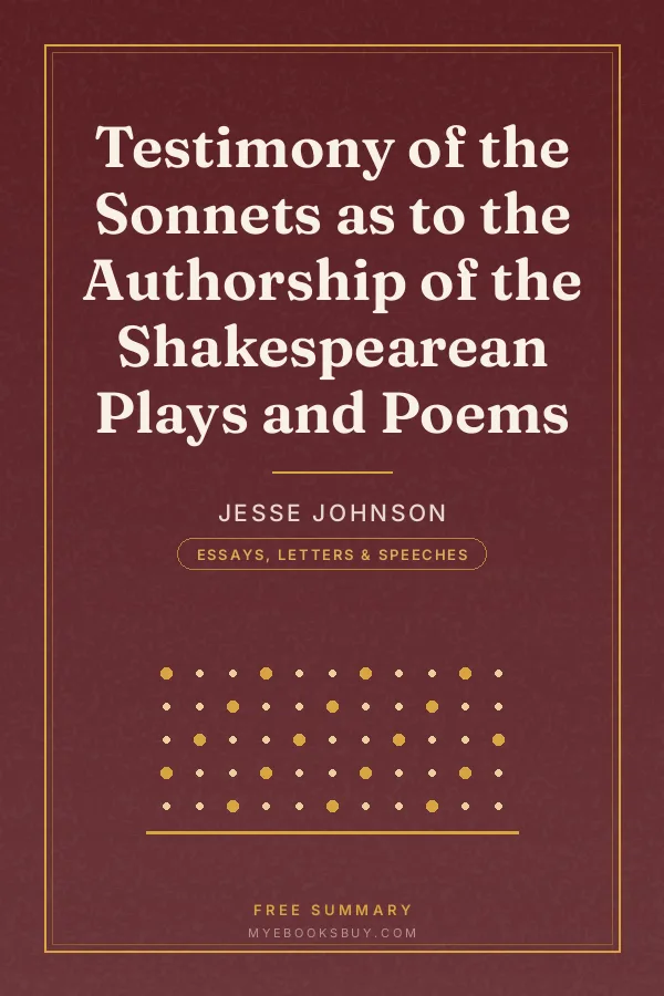Cover of Testimony of the Sonnets as to the Authorship of the Shakespearean Plays and Poems