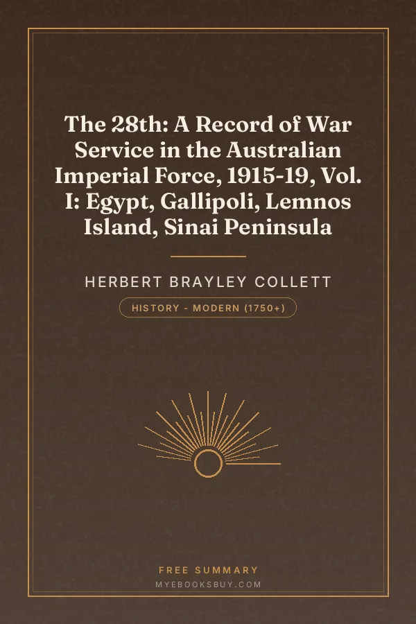 Cover of The 28th: A Record of War Service in the Australian Imperial Force, 1915-19, Vol. I: Egypt, Gallipoli, Lemnos Island, Sinai Peninsula