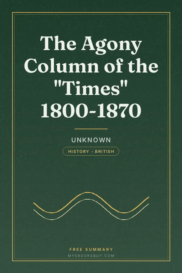 Cover of The Agony Column of the "Times" 1800-1870