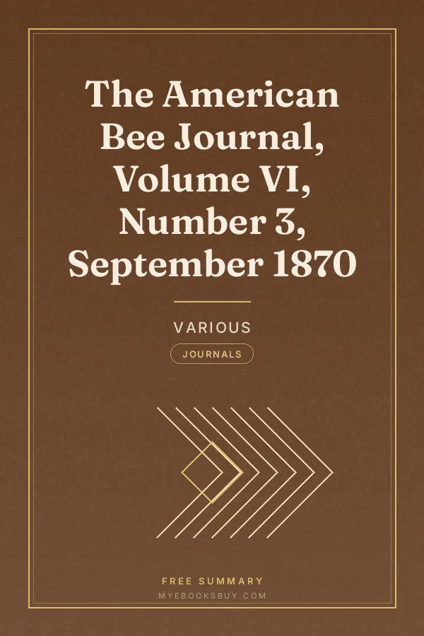 Cover of The American Bee Journal, Volume VI, Number 3, September 1870