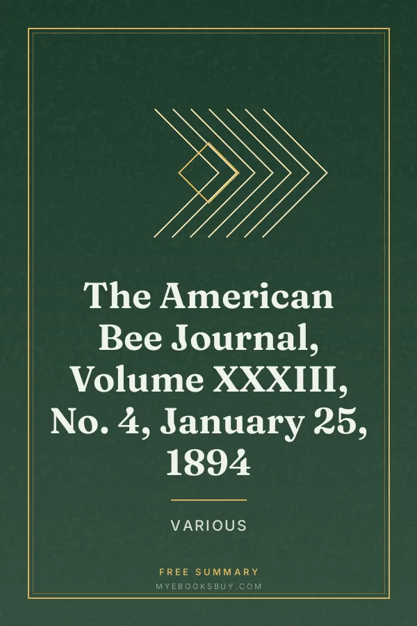 Cover of The American Bee Journal, Volume XXXIII, No. 4, January 25, 1894
