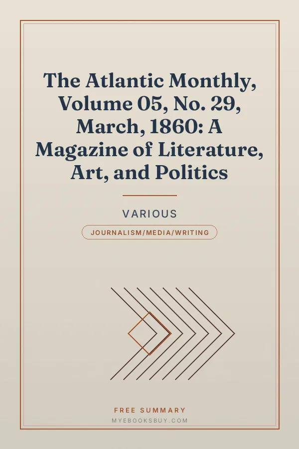 Cover of The Atlantic Monthly, Volume 05, No. 29, March, 1860: A Magazine of Literature, Art, and Politics