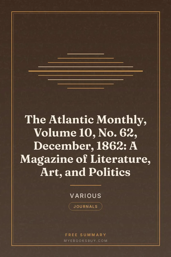 Cover of The Atlantic Monthly, Volume 10, No. 62, December, 1862: A Magazine of Literature, Art, and Politics