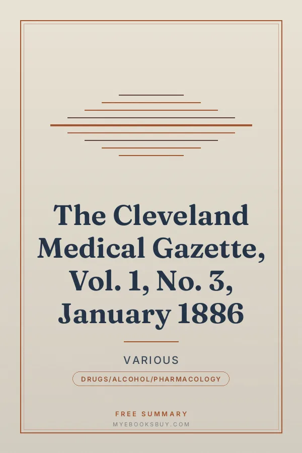 Cover of The Cleveland Medical Gazette, Vol. 1, No. 3, January 1886