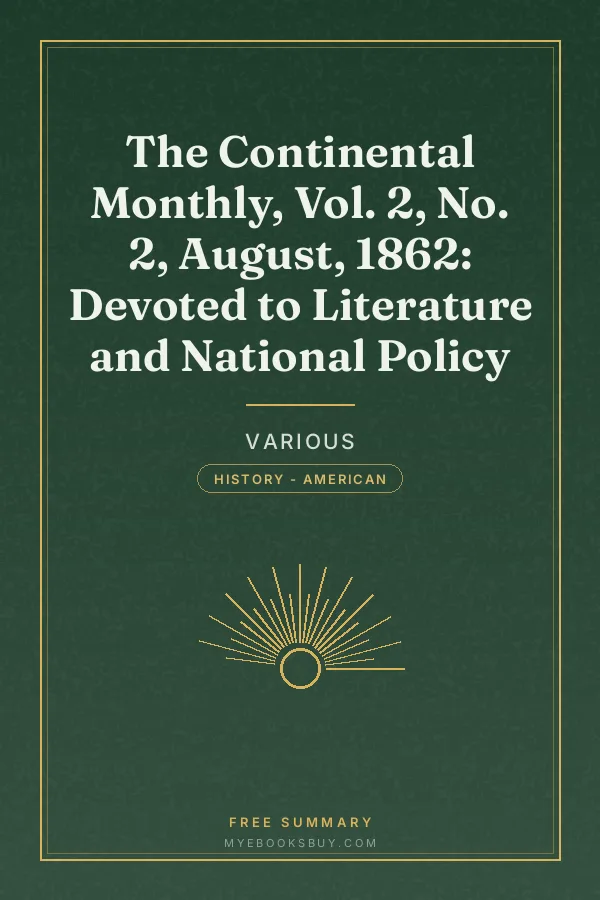 Cover of The Continental Monthly, Vol. 2, No. 2, August, 1862: Devoted to Literature and National Policy