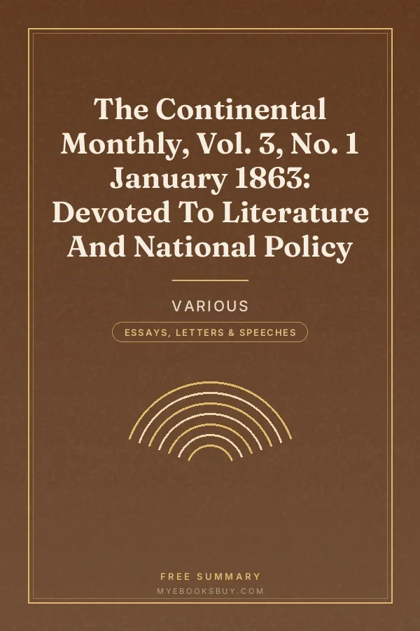 Cover of The Continental Monthly, Vol. 3, No. 1 January 1863: Devoted To Literature And National Policy