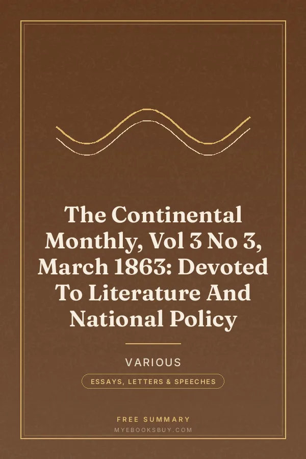 Cover of The Continental Monthly, Vol 3 No 3, March 1863: Devoted To Literature And National Policy
