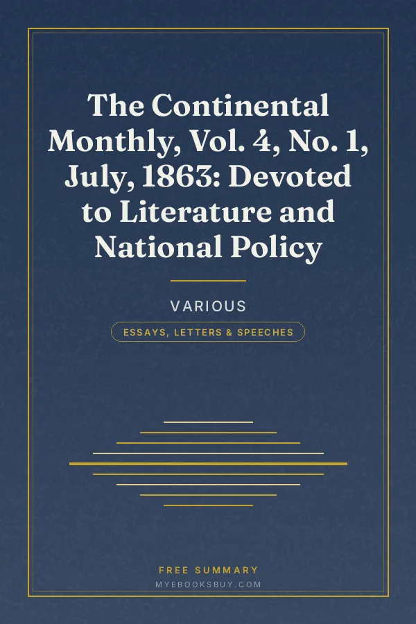 Cover of The Continental Monthly, Vol. 4, No. 1, July, 1863: Devoted to Literature and National Policy