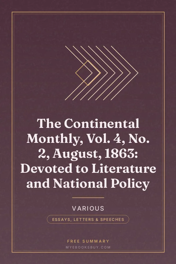 Cover of The Continental Monthly, Vol. 4, No. 2, August, 1863: Devoted to Literature and National Policy