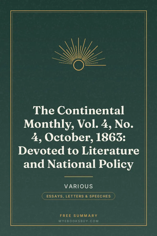Cover of The Continental Monthly, Vol. 4, No. 4, October, 1863: Devoted to Literature and National Policy