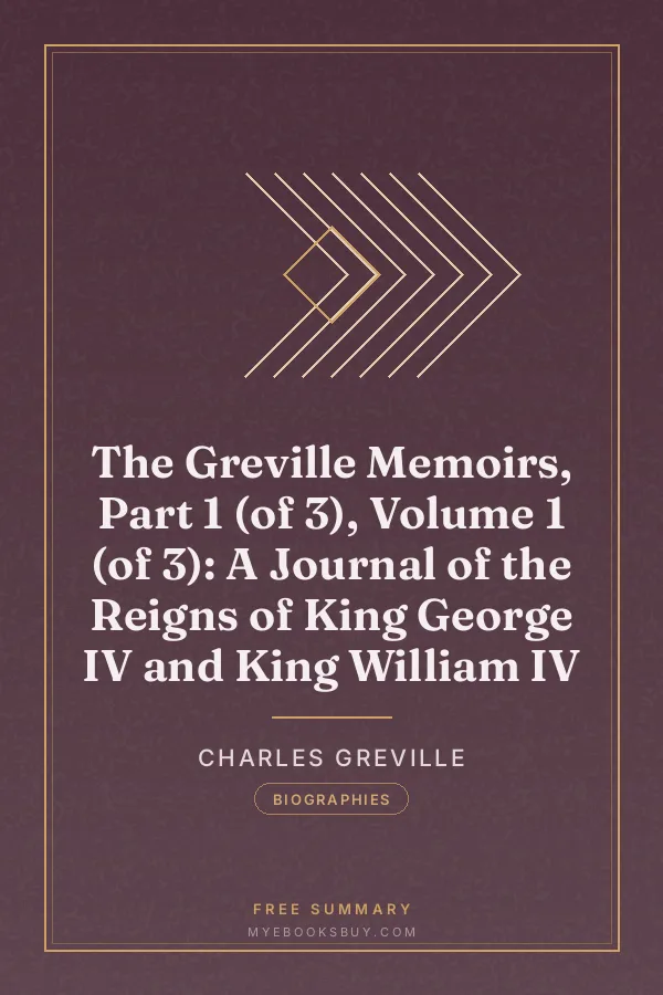 Cover of The Greville Memoirs, Part 1 (of 3), Volume 1 (of 3): A Journal of the Reigns of King George IV and King William IV