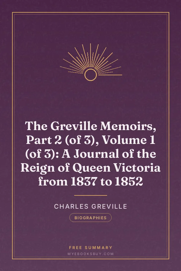 Cover of The Greville Memoirs, Part 2 (of 3), Volume 1 (of 3): A Journal of the Reign of Queen Victoria from 1837 to 1852