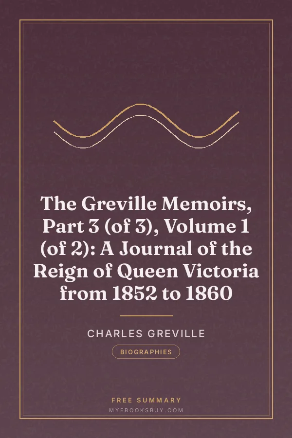 Cover of The Greville Memoirs, Part 3 (of 3), Volume 1 (of 2): A Journal of the Reign of Queen Victoria from 1852 to 1860