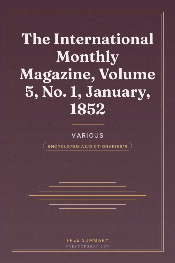 Cover of The International Monthly Magazine, Volume 5, No. 1, January, 1852
