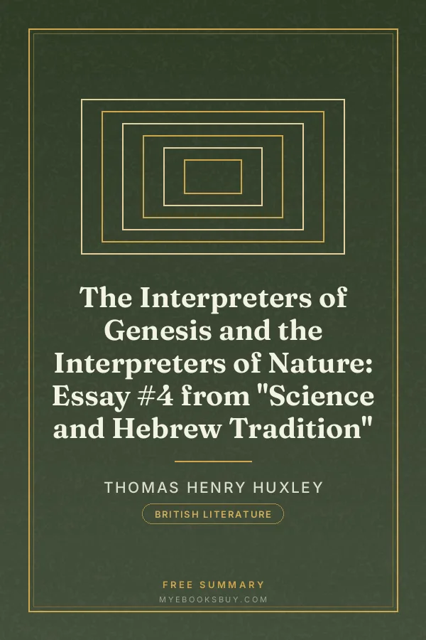 Cover of The Interpreters of Genesis and the Interpreters of Nature: Essay #4 from "Science and Hebrew Tradition"