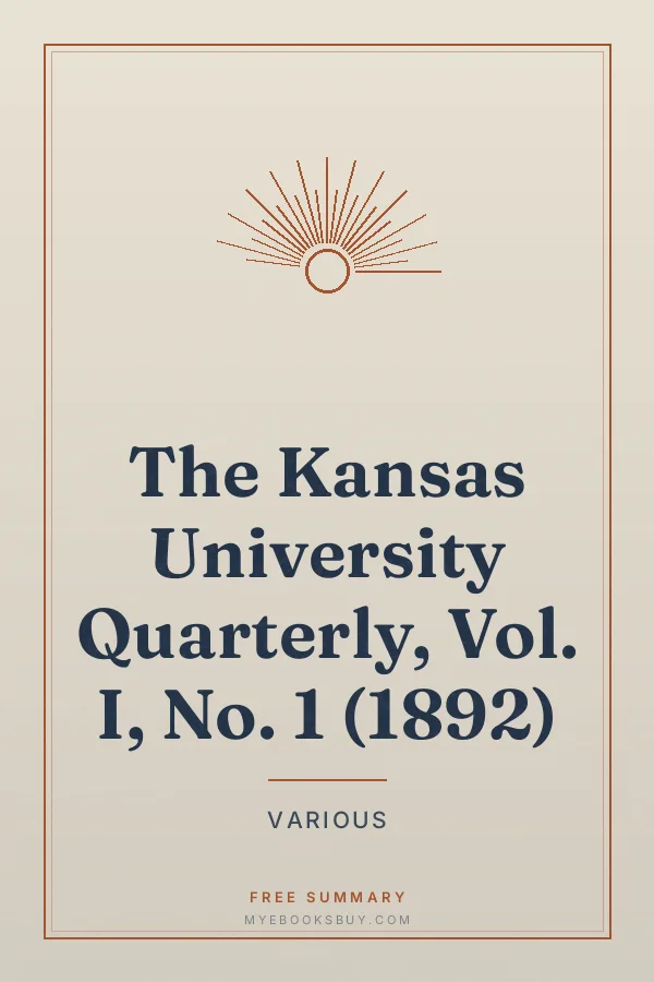 Cover of The Kansas University Quarterly, Vol. I, No. 1 (1892)