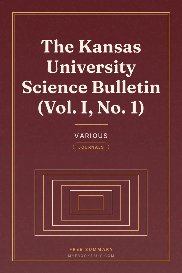 Cover of The Kansas University Science Bulletin (Vol. I, No. 1)