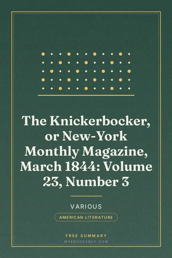 Cover of The Knickerbocker, or New-York Monthly Magazine, March 1844: Volume 23, Number 3