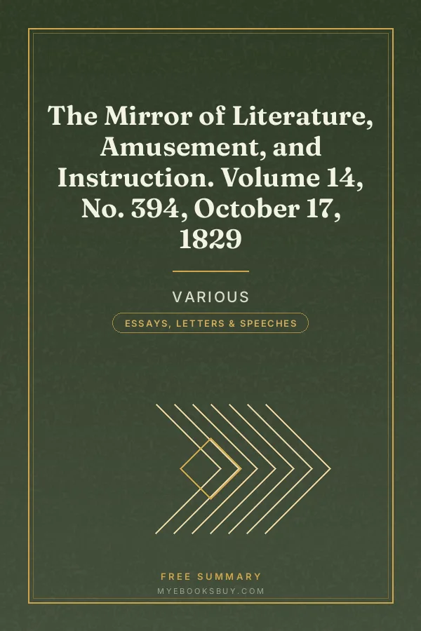Cover of The Mirror of Literature, Amusement, and Instruction. Volume 14, No. 394, October 17, 1829