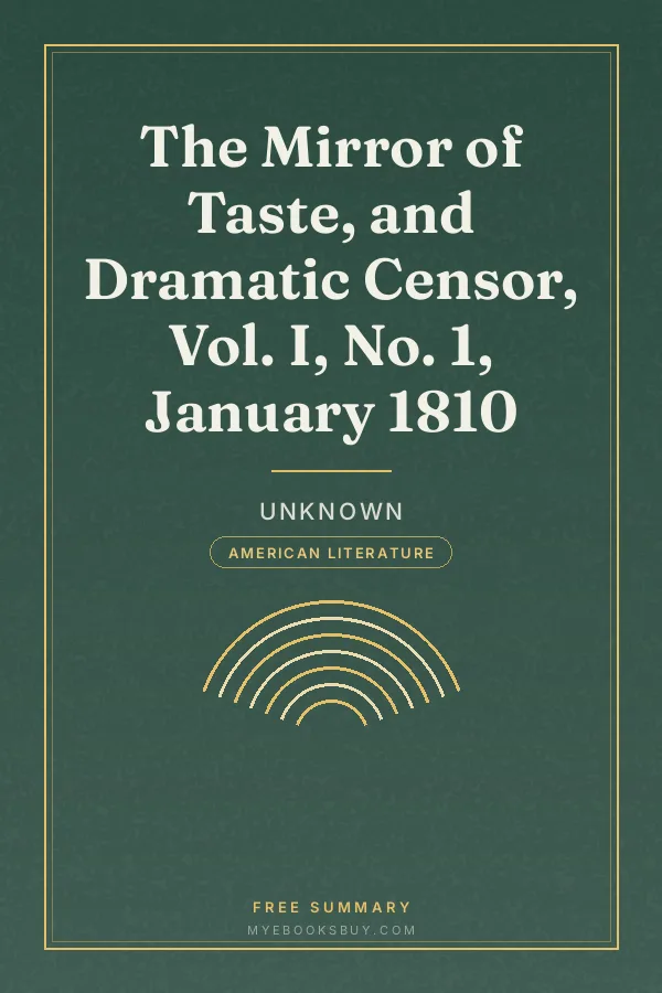 Cover of The Mirror of Taste, and Dramatic Censor, Vol. I, No. 1, January 1810