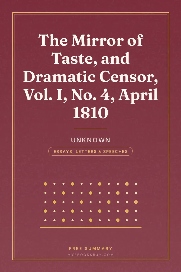 Cover of The Mirror of Taste, and Dramatic Censor, Vol. I, No. 4, April 1810