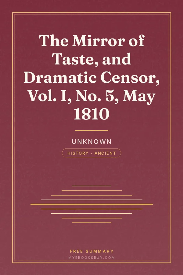 Cover of The Mirror of Taste, and Dramatic Censor, Vol. I, No. 5, May 1810