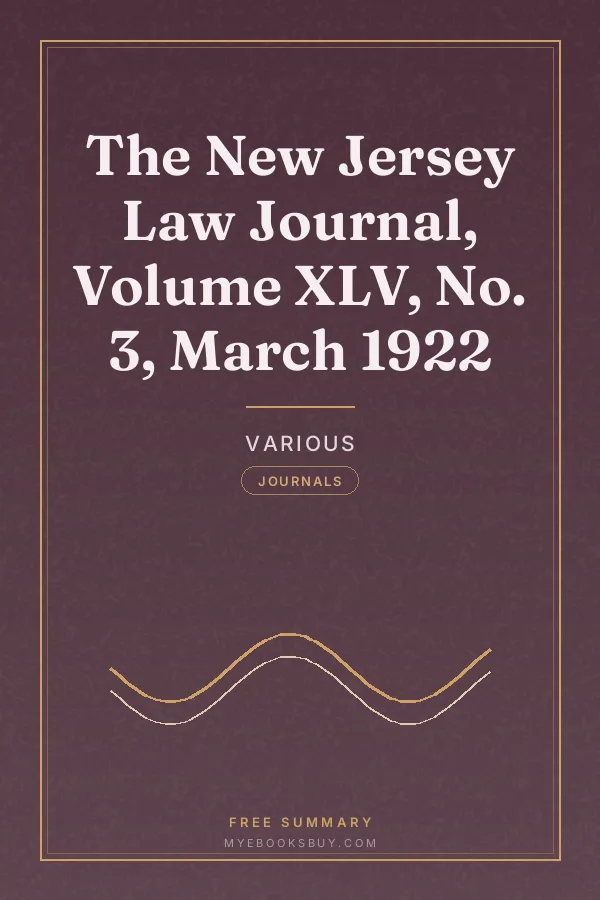 Cover of The New Jersey Law Journal, Volume XLV, No. 3, March 1922