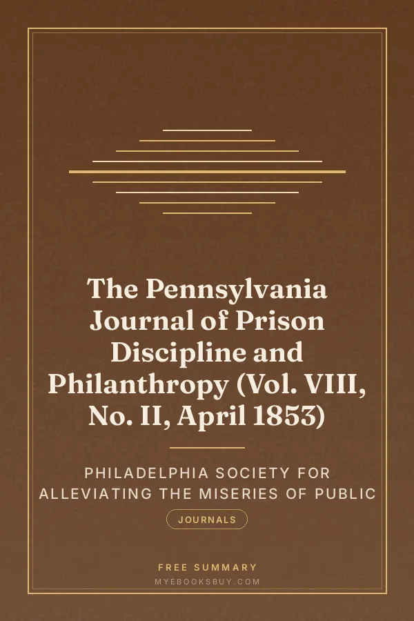 Cover of The Pennsylvania Journal of Prison Discipline and Philanthropy (Vol. VIII, No. II, April 1853)