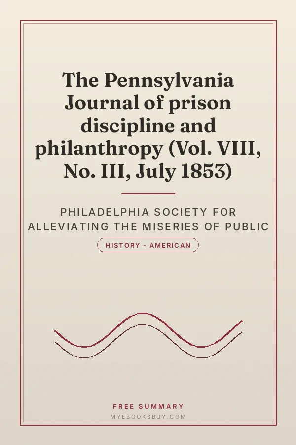Cover of The Pennsylvania Journal of prison discipline and philanthropy (Vol. VIII, No. III, July 1853)
