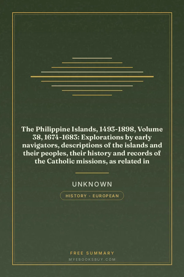 Cover of The Philippine Islands, 1493-1898, Volume 38, 1674-1683: Explorations by early navigators, descriptions of the islands and their peoples, their history and records of the Catholic missions, as related in contemporaneous books and manuscripts, showing the political, economic, commercial and religious conditions of those islands from their earliest relations with European nations to the close of the nineteenth century