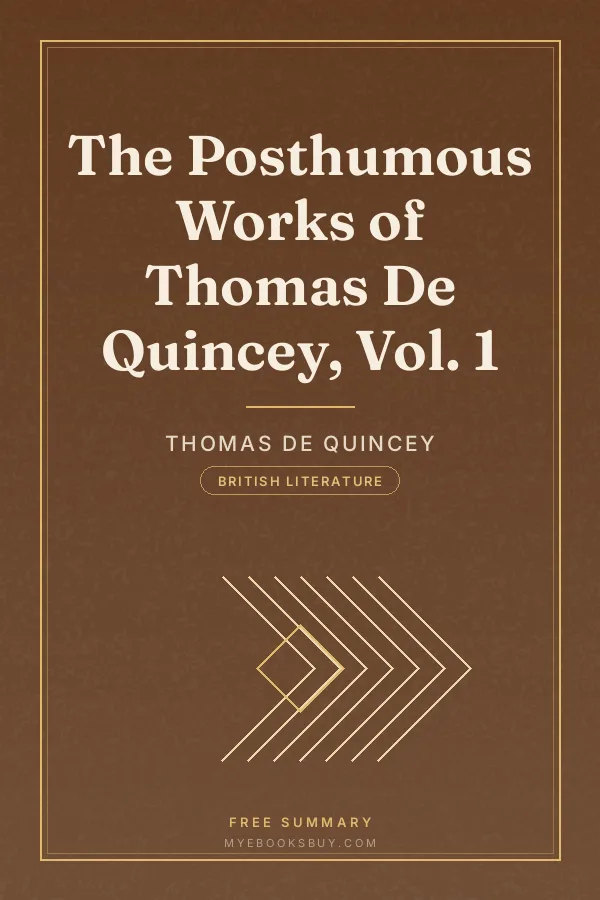 Cover of The Posthumous Works of Thomas De Quincey, Vol. 1