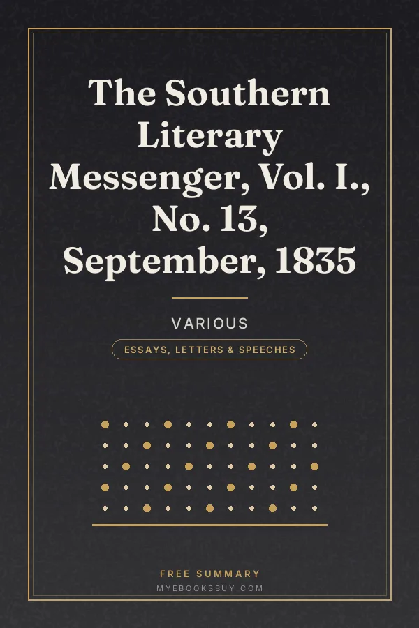 Cover of The Southern Literary Messenger, Vol. I., No. 13, September, 1835