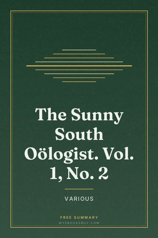 Cover of The Sunny South Oölogist. Vol. 1, No. 2