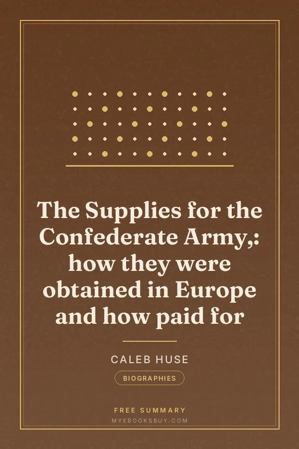 Cover of The Supplies for the Confederate Army,: how they were obtained in Europe and how paid for