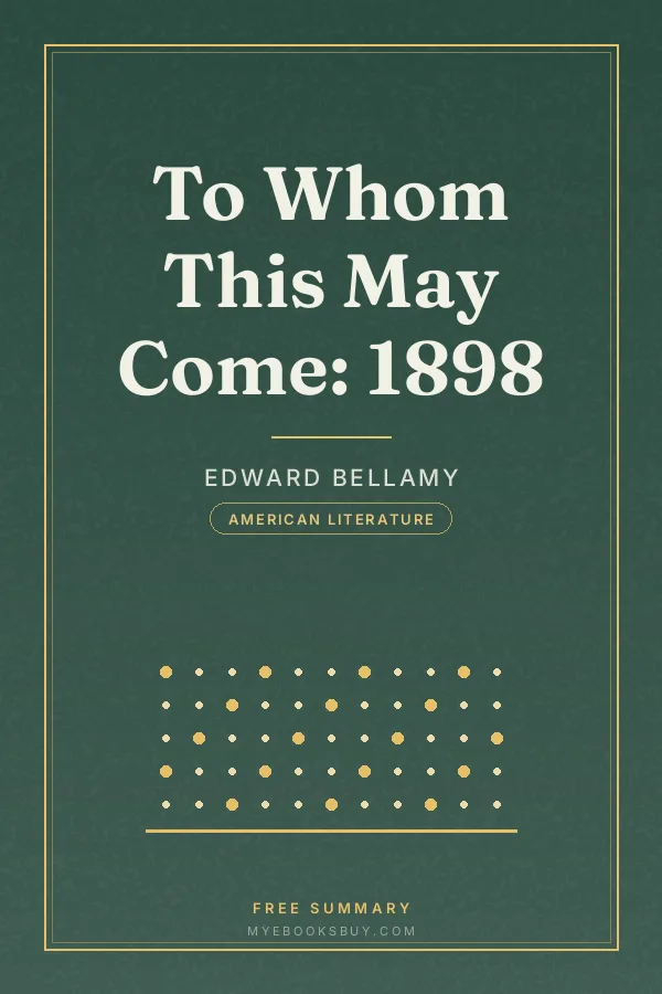 Cover of To Whom This May Come: 1898