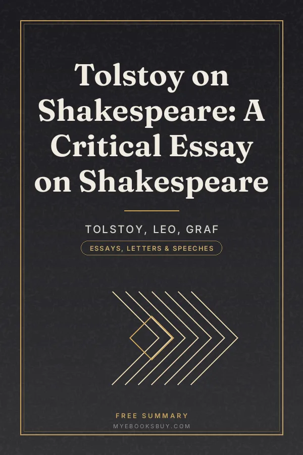 Cover of Tolstoy on Shakespeare: A Critical Essay on Shakespeare