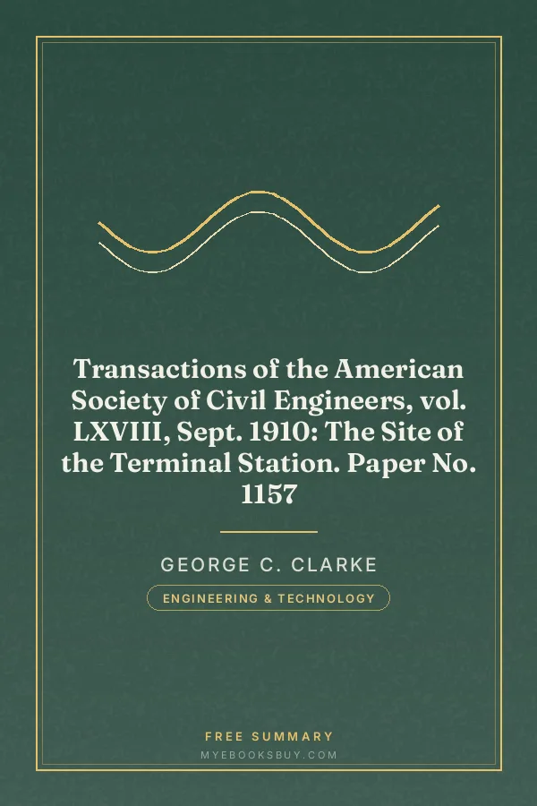Cover of Transactions of the American Society of Civil Engineers, vol. LXVIII, Sept. 1910: The Site of the Terminal Station. Paper No. 1157