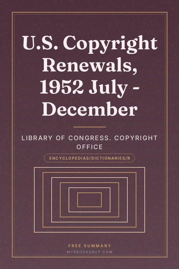 Cover of U.S. Copyright Renewals, 1952 July - December