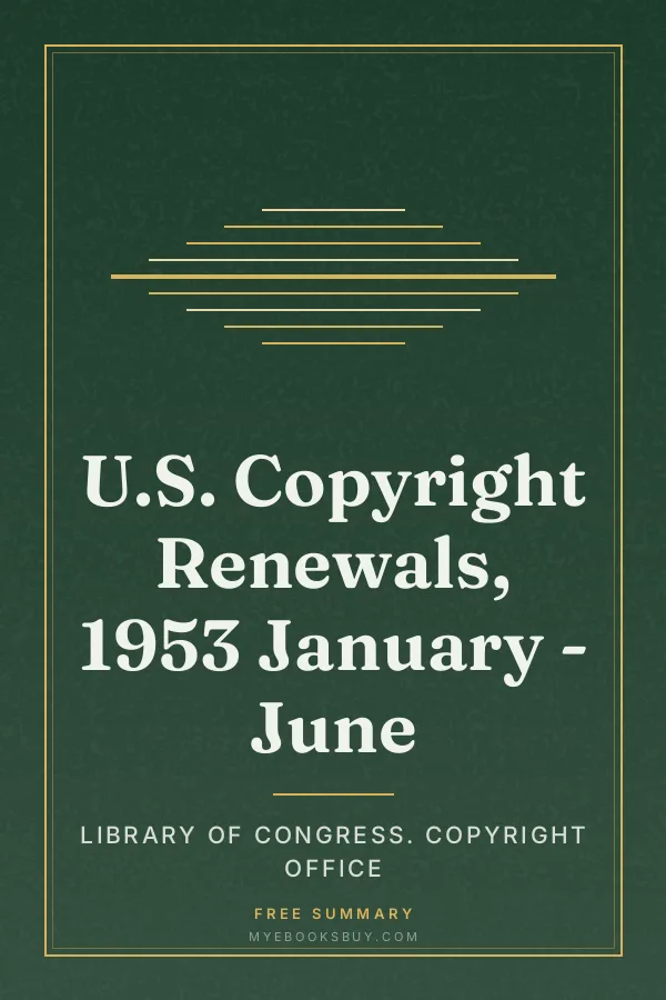Cover of U.S. Copyright Renewals, 1953 January - June