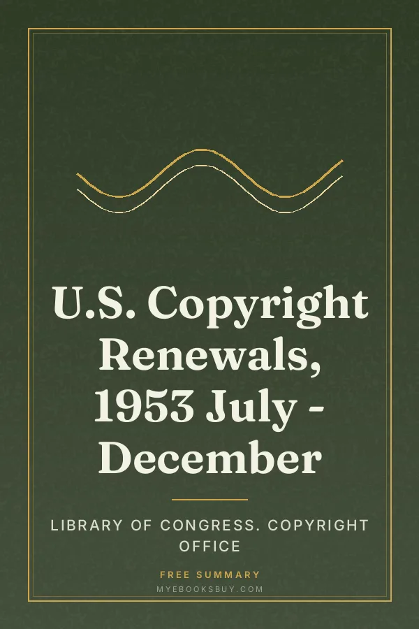 Cover of U.S. Copyright Renewals, 1953 July - December