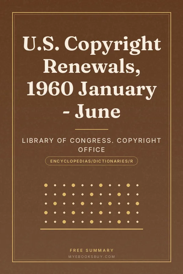 Cover of U.S. Copyright Renewals, 1960 January - June