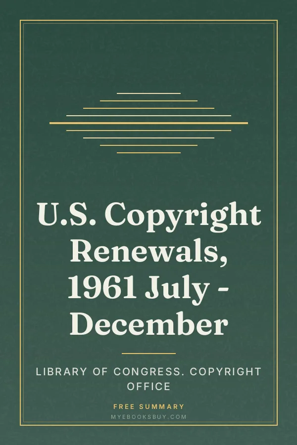 Cover of U.S. Copyright Renewals, 1961 July - December