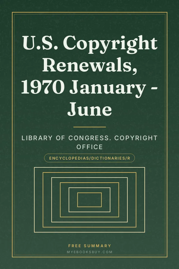 Cover of U.S. Copyright Renewals, 1970 January - June
