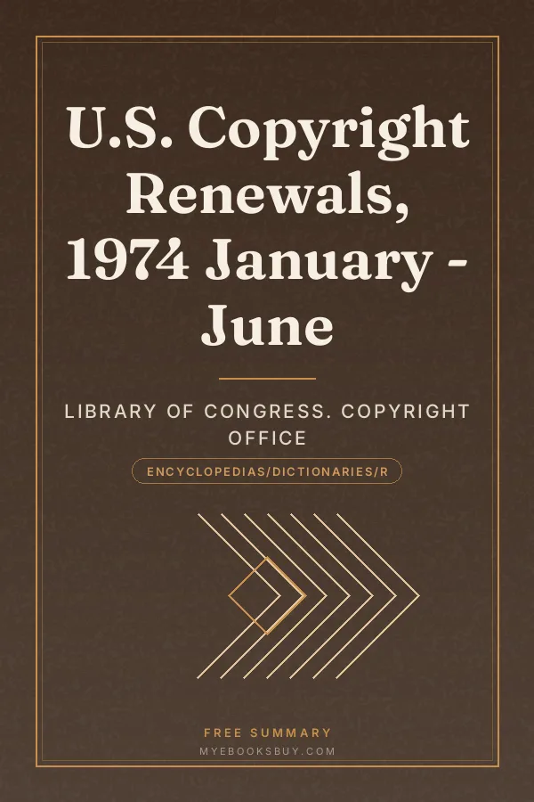 Cover of U.S. Copyright Renewals, 1974 January - June