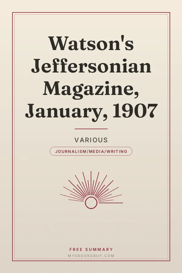 Cover of Watson's Jeffersonian Magazine, January, 1907