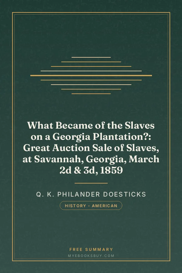 Cover of What Became of the Slaves on a Georgia Plantation?: Great Auction Sale of Slaves, at Savannah, Georgia, March 2d & 3d, 1859