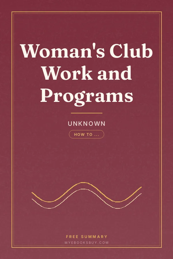 Cover of Woman's Club Work and Programs